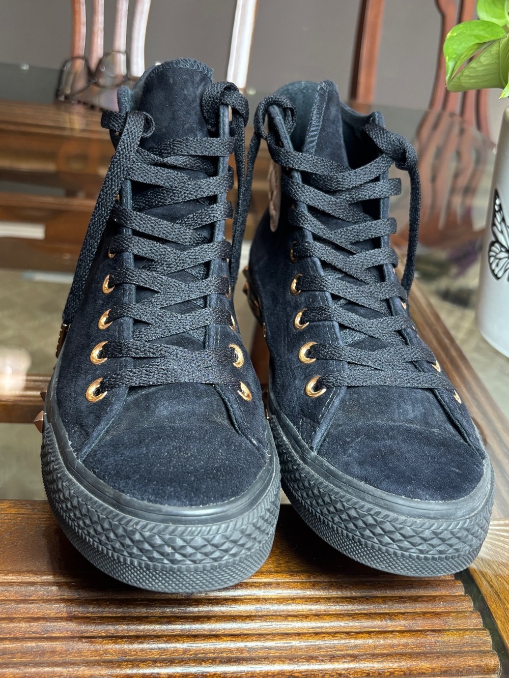 Converse Chuck Taylor All Star Black Leather High Top Lace-Up Sneakers 161273C - Picture 3 of 13